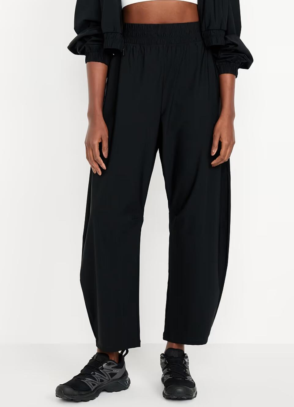 Old Navy High Waisted SleekTech Barrel Ankle Pants Black XL NWT